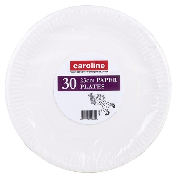 C/L WHITE PAPER PLATES 23CM 30 PK