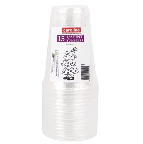 C/L PLASTIC HALF PINT GLASSES 15 PK