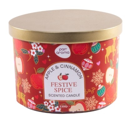 FESTIVE SPICE CANDLE WITH LID 230G
