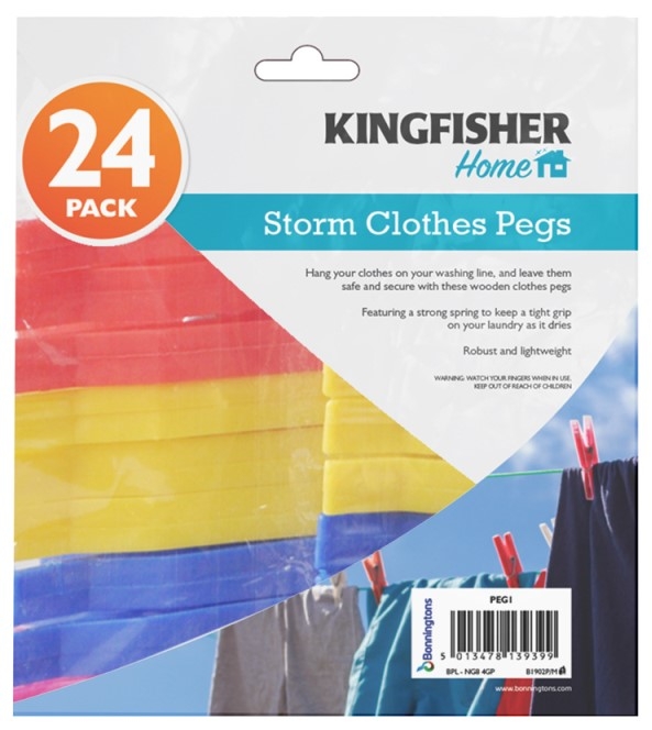 K/F PLASTIC STORM CLOTHES PEGS 24PK