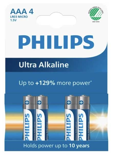 PHILIPS ULT ALKALINE AAA BATTS 4PK
