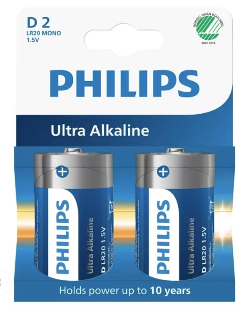PHILIPS ULTRA ALKALINE D 2PK