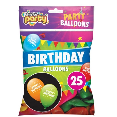 TIME TO PARTY BIRTHDAY BALLOONS 25P