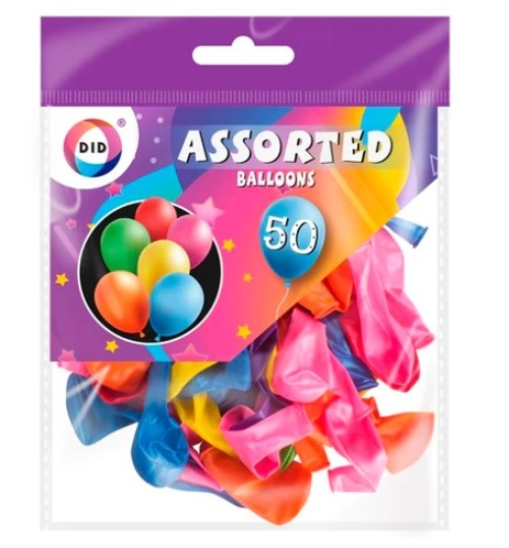 DID ASSORTED BALLOONS 50 PACK