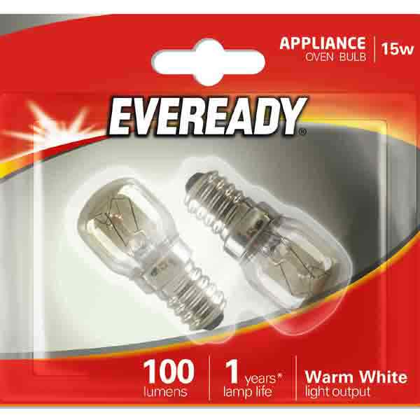 EVEREADY OVEN BULBS 15W SES 2PK