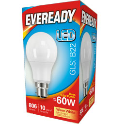 EVEREADY LED GLS BULB 8.2W/60W BC