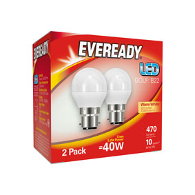 EVEREADY LED GOLF 5.2W/40W BC 2PK