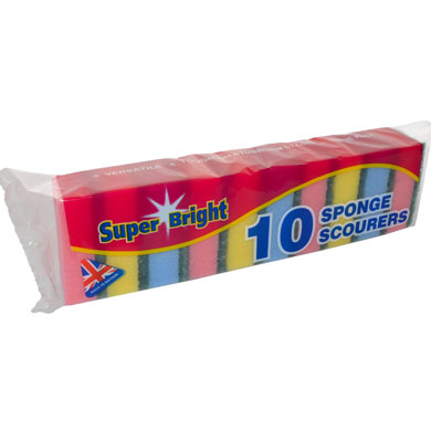 SUPER BRIGHT SPONGE SCOURERS 10 PK