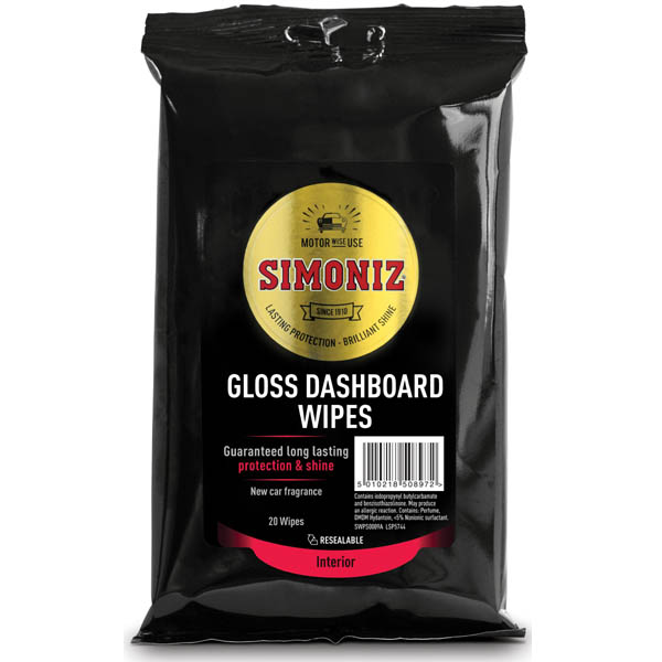 SIMONIZ GLOSS DASHBOARD WIPES 20 PK