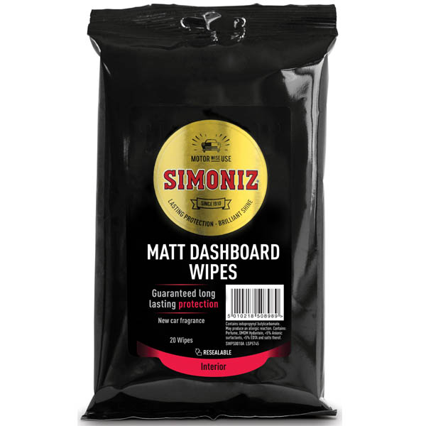 SIMONIZ MATT DASHBOARD WIPES 20PK