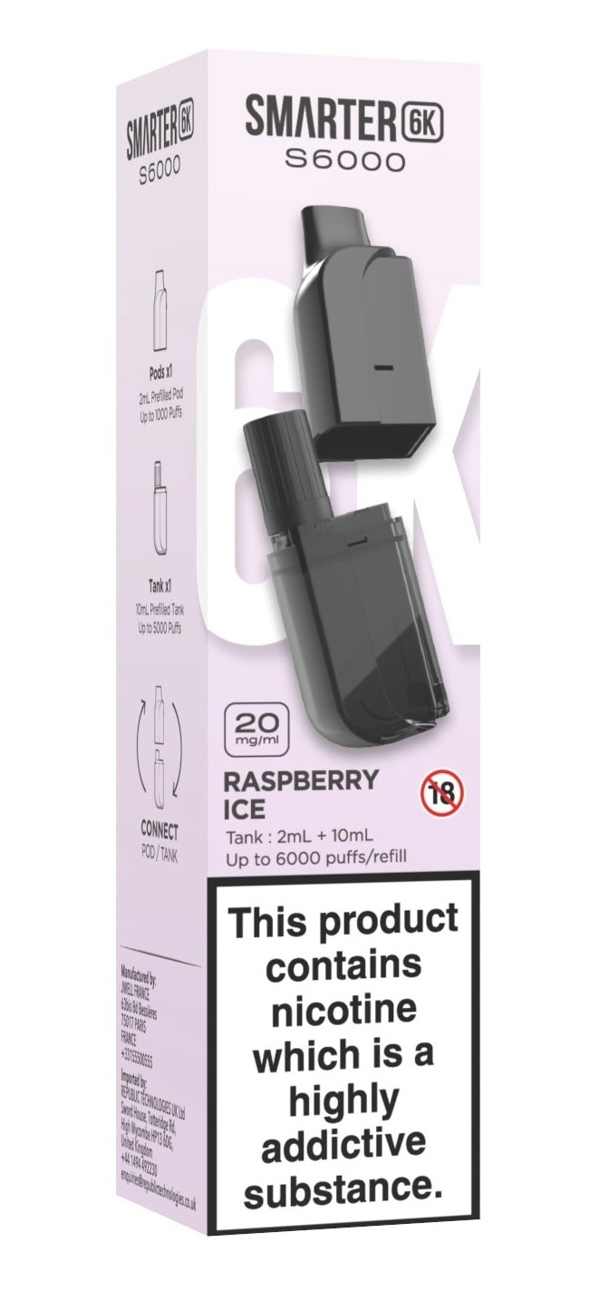 SMARTER 6K POD RASP ICE 20MG
