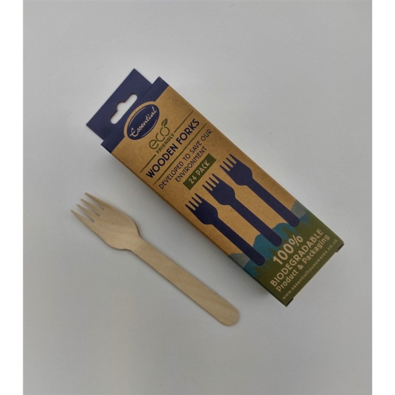 ESSENTIAL ECO WOODEN FORKS 24 PK