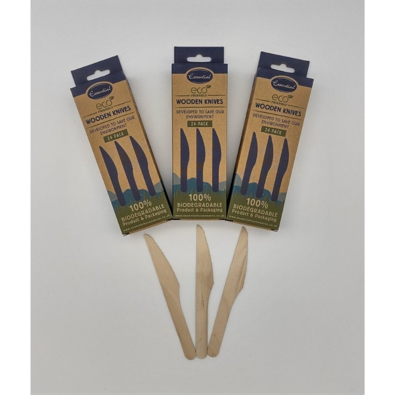 ESSENTIAL ECO WOODEN KNIVES 24 PK