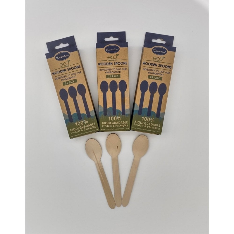 ESSENTIAL ECO WOODEN SPOONS 24 PK