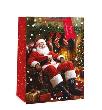XMAS TRADITIONAL SANTA GIFT BAG MED