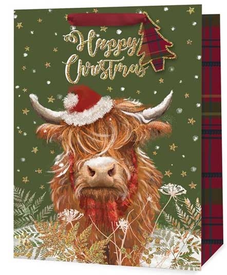 XMAS HIGHLAND COW GIFT BAG XL
