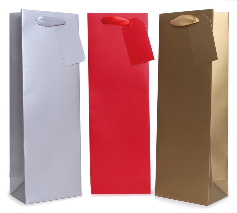 XMAS FOIL ASSORT BOTTLE GIFT BAGS