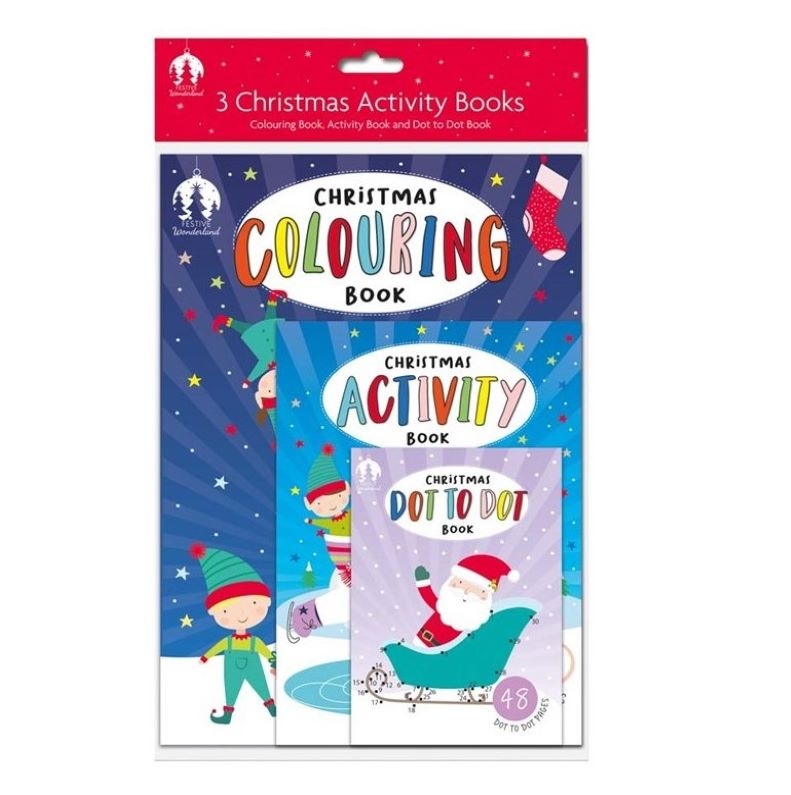 XMAS 3PK COLOURING BOOKS