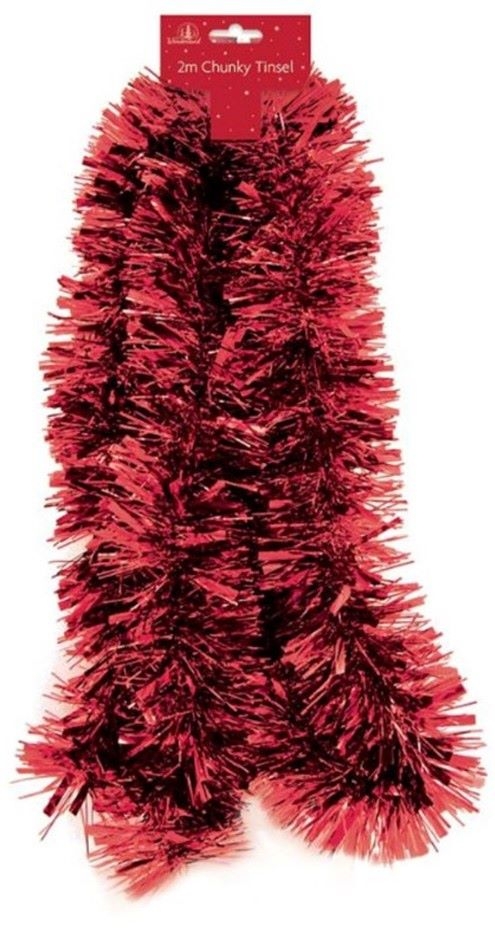 XMAS CHUNKY TINSEL 2M RED