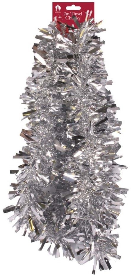 XMAS CHUNKY TINSEL 2M SILVER