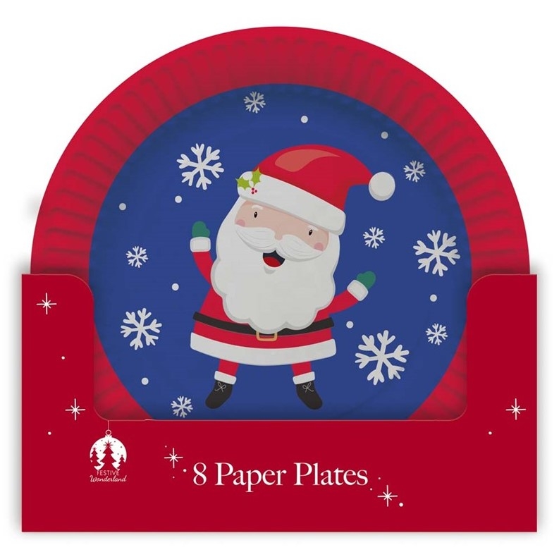 XMAS 8PK KIDS PAPER PLATES