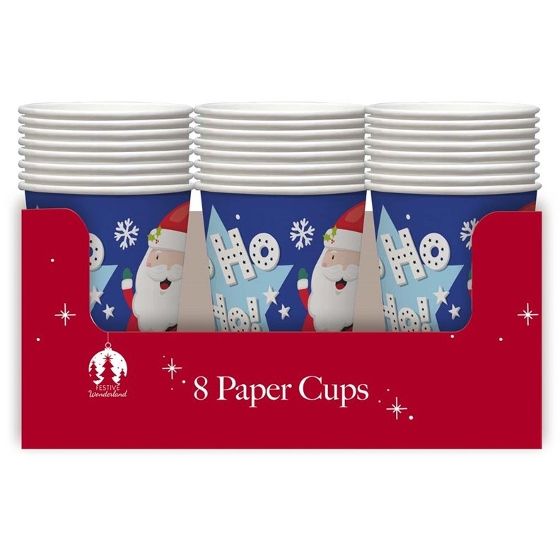 XMAS 8PK KIDS PAPER CUPS
