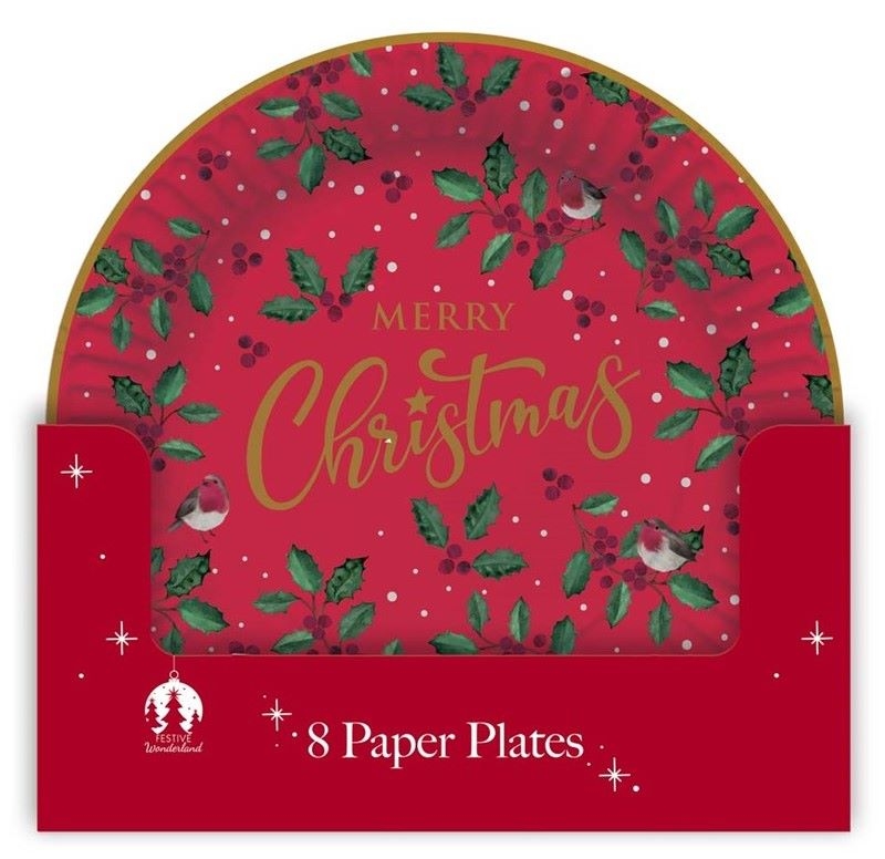 XMAS 8PK TRAD PAPER PLATES