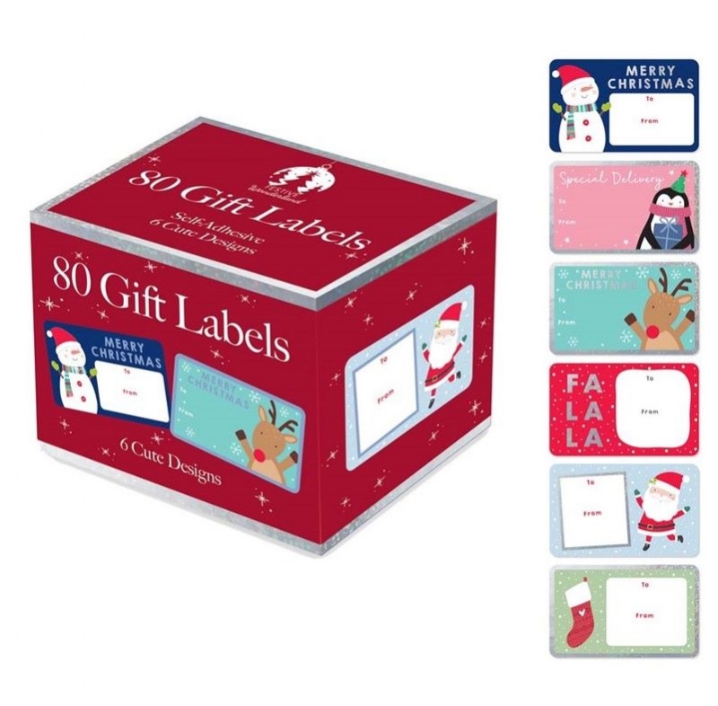 XMAS 80 PACK CUTE LABELS BOXED