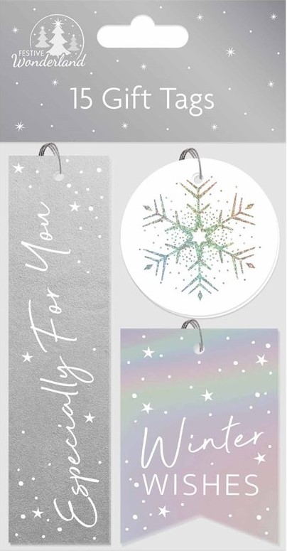 XMAS 15 LUXURY GIFT TAGS SILVER