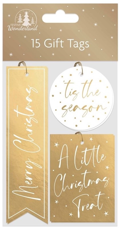 XMAS 15 LUXURY GIFT TAGS GOLD