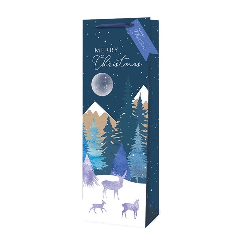 XMAS MIDNIGHT FOREST BOTTLE BAG