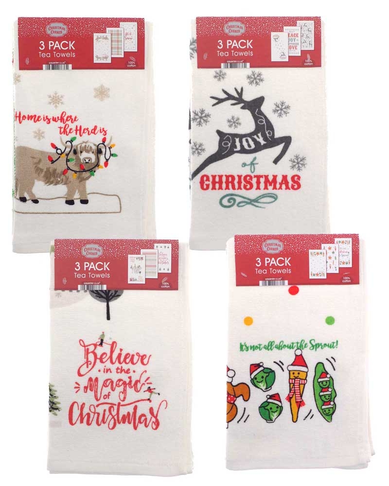 ASSORTED 3PK VELOUR KITCHEN TOWELS