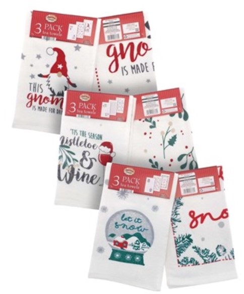 FUN XMAS TEA TOWELS 3PK