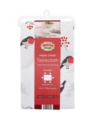 XMAS ROBIN WIPE CLEAN TABLE CLOTH