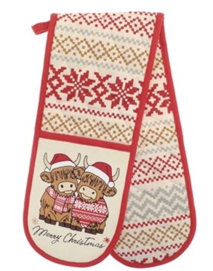 HIGHLAND COW DOUBLE OVEN GLOVE