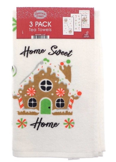 CANDY CANE DESIGN 3PK TEA TOWEL
