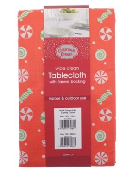 CANDY CANE WIPE CLEAN TABLE CLOTH