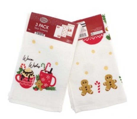 XMAS WARM WISHES 3PK TEA TOWEL