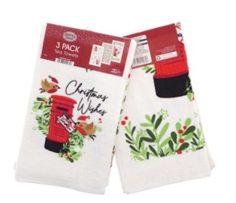 XMAS WISHES 3PK TEA TOWEL