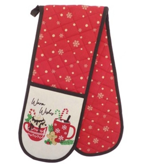 XMAS WARM WISHES DOUBLE OVEN GLOVE