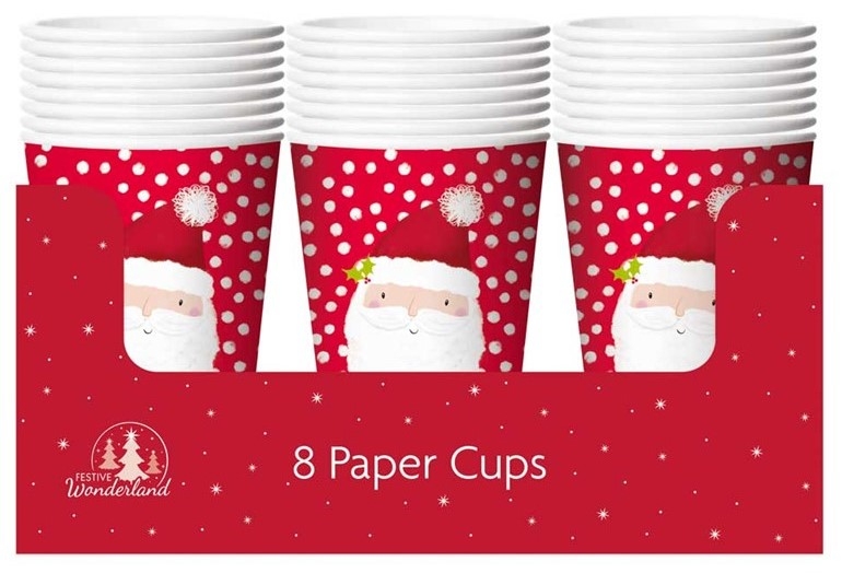 XMAS PARTY 8PK PAPER CUPS